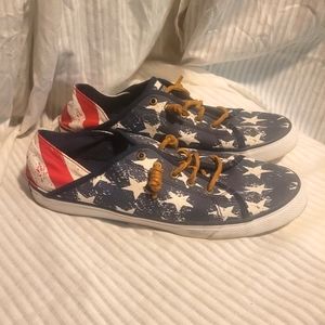 Sperry size 10 red white blue